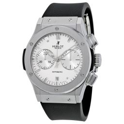 Hublot Classic Fusion Silver Dial Chronograph Black Rubber Men's Watch 521.NX.2610.RX