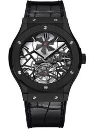 Hublot Classic Fusion Skeleton Dial Black Ceramic Black Leather Automatic Men's Watch 505CM0140LR