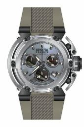 Invicta Reserve Chronograph Platinum Mother of Pearl Dial Grey Polyurethane Men's Watch 18343