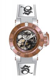 Invicta Subaqua Mechanical Rose Skeleton Silver Silicone Ladies Watch 17141
