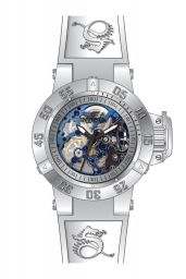 Invicta Subaqua Mechanical Silver Skeleton Dial White Silicone Men's Watch 17144