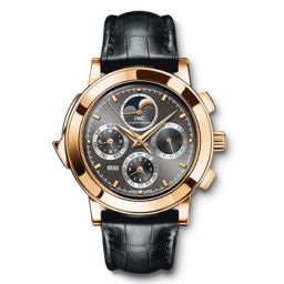 IWC Grande Complication Grey Dial 18kt Rose Gold Black Leather Men's Watch IW377025