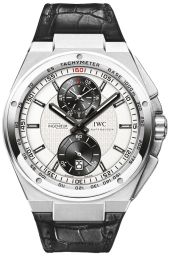 Iwc Big Ingenieur Rhodium Dial Chronograph Black Leather Men's Watch IW378403