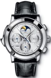 IWC Grande Complication Silver Dial Chronograph Black Leather Strap Automatic Men's Watch IW377013