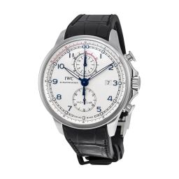 IWC Portugieser Yacht Club Silver-Plated DIal Black Alligator Leather Men's Watch 3902-16