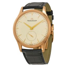 Jaeger LeCoultre Master Grande Ultra Thin Automatic Rose Dial Black Leather Men's Watch Q1352420-BK