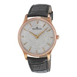 Jaeger LeCoultre Master Ultra Thin Small Second Gem-Set Dial Black Leather Men's Watch Q1352507