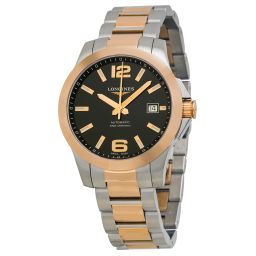 Longines Conquest Automatic Black Dial Rose Gold and Stainless Steel Men's Watch L36765567