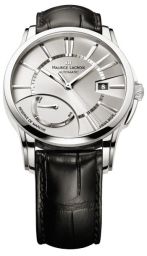 Maurice Lacroix Pontos Reserve De Marche Silver Dial Black Leather Men's Watch PT6168-SS001-131