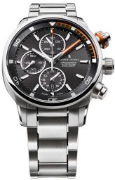 Maurice Lacroix Pontos S Black and Orange Dial Chronograph Stainless Steel Men's Watch PT6008-SS002-332