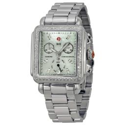 Michele Deco Diamond Chronograph Blue Mother of Pearl Stainless Steel Ladies Watch MWW06P000230
