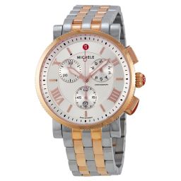 Michele Sport Sail Large Chronograph White Dial Two-tone Ladies Watch MWW01K000104
