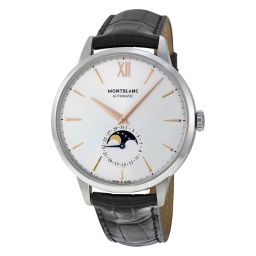 Montblanc Heritage Spirit Automatic Silvery White Dial Black Leather Men's Watch 111620