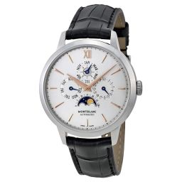 Montblanc Meisterstuck Heritage Perpetual Calendar White Dial Black Leather Unisex Watch 110715