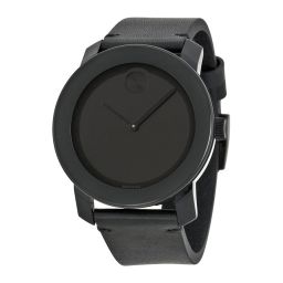 Movado Bold Black Museum Dial Black Leather Unisex Watch 3600306