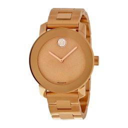 Movado Bold Bronze Dial Rose Gold Ion-plated Stainless Steel Band and Case Ladies Quartz Watch 3600335