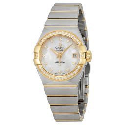 Omega Constellation Mother of Pearl Diamond Dial Steel and 18kt Yellow Gold Ladies Watch 12325272055003