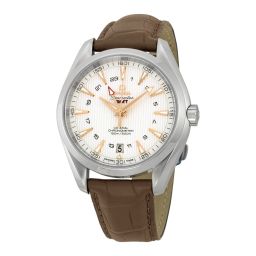 Omega Seamaster Aqua Terra GMT Silver Dial Brown Leather Men's Watch 23113432202004