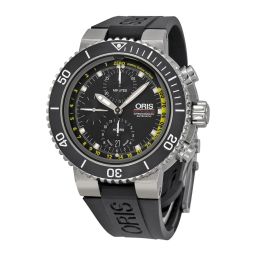 Oris Aquis Depth Gauge Chronograph Black Dial Black Rubber Men's Watch 774-7708-4154SET