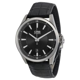 Oris Artix Date Automatic Black Dial Black Leather Men's Watch 733-7642-4034LS