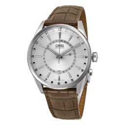 Oris Artix Pointer Moon Silver Dial Brown Leather Men's Watch 76176914051LS