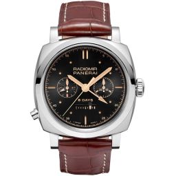 Panerai Radiomir 1940 Black Dial White Gold Leather Men's Watch PAM00503