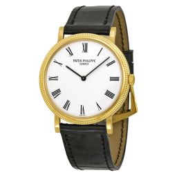 Patek Philippe Calatrava Automatic White Dial Black Leather Men's Watch 5120J-001