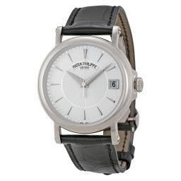 Patek Philippe Calatrava Automatic White Dial Black Leather Men's Watch 5153G-010