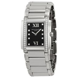 Patek Philippe Twenty-4 Black Dial Steel Diamond Ladies Watch 4910-10A-001