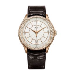 Piaget Gouverneur Silver Guilloche Dial 18K Rose Gold Diamond Men's Watch GOA39114
