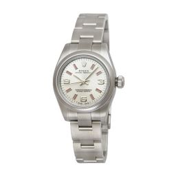 Rolex No Date Silver Arabic Pink Index Dial Oyster Bracelet Ladies Watch 176200SAPSO