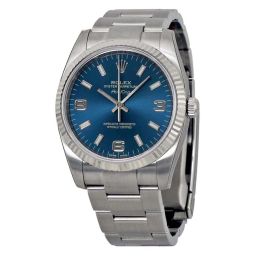 Rolex Air King Blue Dial 18kt Fluted White Gold Bezel Stainless Steel Oyster Unisex Watch 114234BLASO
