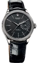 Rolex Cellini Date Black Dial 18K White Gold Men's Watch 50519BKSBKL