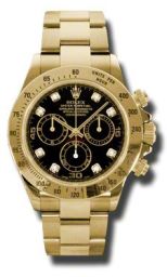 Rolex Cosmograph Daytona Black Dial 18kt Yellow Bracelet Gold Men's Watch116528BKDO