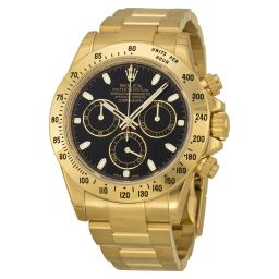 Rolex Cosmograph Daytona Black Index Dial 18kYellow Gold Oyster Bracelet Men's Watch 116528BKSO