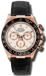 Rolex Cosmograph Daytona Ivory Dial Automatic Black Leather Men's Watch 116515ISL