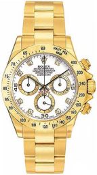 Rolex Cosmograph Daytona White Diamond Dial 18k Yellow Gold Oyster Bracelet Men's Watch 116528WDO