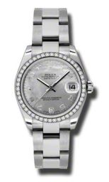Rolex Datejust Goldust Mother of Pearl Dial 18kt White Gold Diamond Bezel Ladies Watch 178384WGDMADO
