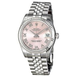Rolex Datejust Pink Dial Automatic 18kt White Gold Bezel Stainless Steel Watch 178274
