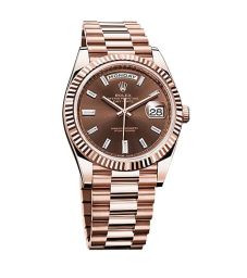 Rolex Day-Date 40 Chocolate Baguette Diamond Dial 18K Everose Gold Automatic Men's Watch 228235CHDP