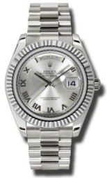 Rolex Day-Date II Rhodium Dial Automatic 18kt White Gold Men's Watch 218239RRP