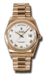 Rolex Day-Date White Dial Automatic 18kt Rose Gold President Men's Watch 118205WRP