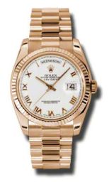 Rolex Day-Date White Dial Automatic 18kt Rose Gold President Men's Watch 118235WRP