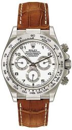 Rolex Daytona White Arabic Dial18k White Gold Brown Leather Men's Watch 116519WAL