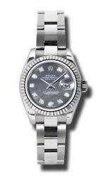 Rolex Datejust Black Mother of Pearl Diamond Dial Automatic Ladies Watch 179174BKMDO