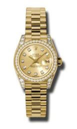 Rolex Lady Datejust Champagne Diamond Dial Case and Bezel 18k Yellow Gold President Bracelet Watch 179158CDP