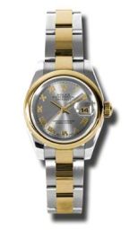 Rolex Datejust Grey Dial Steel and Yellow Gold Ladies Watch 179163GYRO