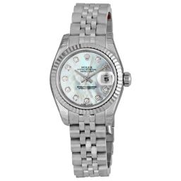 Rolex Datejust Mother of Pearl Diamond Dial Jubilee Bracelet 18k White Gold Fluted Bezel Ladies Watch 179174MDJ