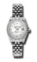 Rolex Datejust Mother of Pearl Diamond Dial Steel and White Gold Ladies Watch 179384MDJ