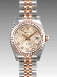 Rolex Datejust Pink Jubilee Diamond Dial 18k Rose Gold Fluted Bezel Two Tone Ladies Watch 179171PJDJ